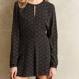 Anthropologie Printed Long Sleeve Jumpsuit Honeycomb Romper By Harlyn Size S NWT